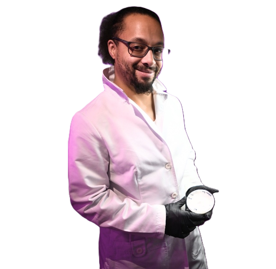 Purple Mystic’s owner holding a culture dish